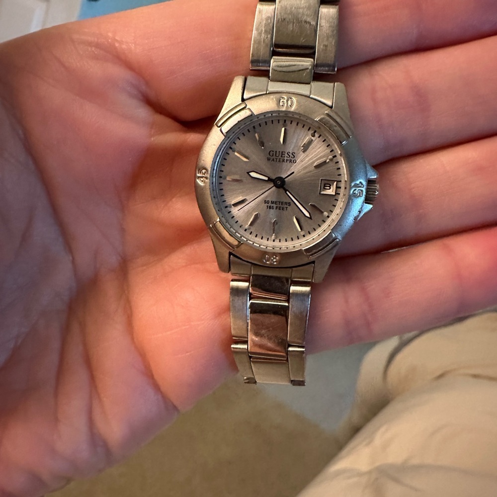 Guess Silver-Tone Stainless Steel Watch